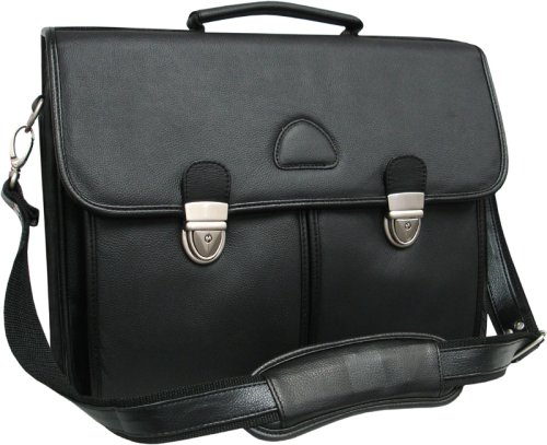 World Class Black Leather Executive Briefcase (#2439-0)