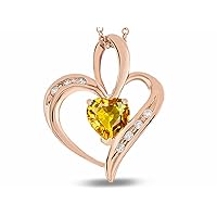 Solid 10K Gold Open Heart Pendant Necklace with 6mm stone