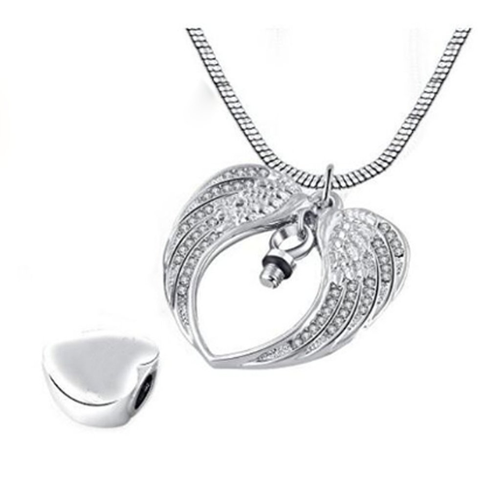 misyou Birthstone Angel Wings Wife Cremation urn Memorial Keepsakes Necklace Ashes Jewelry Stainless Steel Pendant