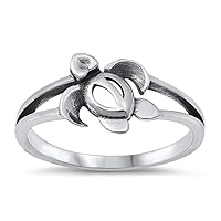 Unique Sea Turtle Animal Ring New .925 Sterling Silver Band Sizes 4-10