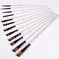 Set of 12 Nylon Wooden Handle Watercolor Brushes for Learning DIY Oil Painting Art Brush Supplies (Color : Black, Size