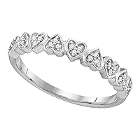 The Diamond Deal 10kt White Gold Womens Round Diamond Heart Ring 1/10 Cttw