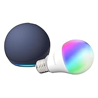 Echo Dot (5th Gen) | Deep Sea Blue with Amazon Basics Smart Color Bulb