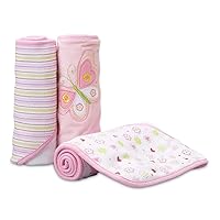 Spasilk Baby 3 Pack Soft Terry Hooded Towel Set for Newborn Boys and Girls, 26x30 Inch, Pink Butterfly, (301-007)