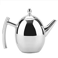 Stainless Steel Teapot, Metal Tea Kettle with Removeable Infuser Coffee Kettle Tea Maker Tea Pot Coffee Server Table Serving Pot for Loose Tea(1500ML)