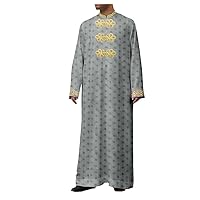 Men's Jubba Thobe, Muslim Fashion Robe, Long Sleeve Saudi Arab Gold Lace Thobe Jubba, Kaftan Islamic Clothing 9 5XL