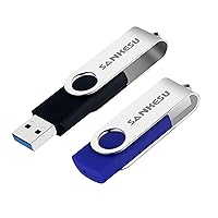 SANKESU 32GB 2 Pack USB Flash Drives 3.0 USB Memory Stick Rotating Design,High Speed Thumb Drive Jump Drive with LED Light Data Storage for PC/Laptop/Car/TV and More (2 Colors: Black Blue)