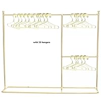 1:6 Dollhouse Furniture Clothes Hanger Clothing Rack Golden Metal Stand Wardrobe 1/6 with 20 Hangers for The 12