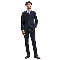 Men's Vertical Stripes Suit Double Breasted for Wedding Business Jacket Pants