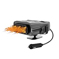 Car Heater, 12V 150W Portable Car Heater Fans, 2 in 1 Heating and Cooling Fast Heating Defrost Defogger with Plug in Cigarette Lighter, 360° Rotary Base Windshield Fan for Car SUV Truck (Black)
