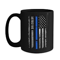 Detective's Thin Blue Line American Flag Coffee Mug - Ideal Gift for Colleagues, Bosses, and Future Detectives - 11oz & 15oz Sizes