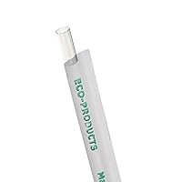 Eco-Products Compostable Paper Wrapped Plastic Straws, Case of 9600, Clear Disposable Plant Based PLA Plastic, 7.75