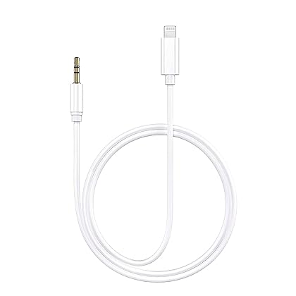 iPhone Aux Cord for Car, Apple MFi Certified Veetone Lightning to 3.5 mm Headphone Jack Adapter Male Aux Stereo Audio Cable Compatible with iPhone 13 13 Pro 12 11 SE 2020 XS XR X 8 7, 3.3FT White