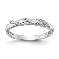 14k White Gold 1/15 Carat Diamond Trio Ladies Wedding Band Size 7.00 Jewelry for Women