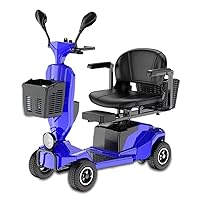 4 Wheel Mobility Scooter, Folding Scooter for Adults Mobility, Electric Powered Wheelchair Device, Mobility Scooters for Seniors, Compact Heavy Duty Mobile for Travel, with Basket-Blue