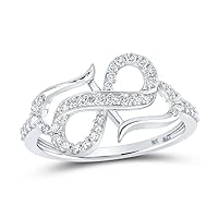 The Diamond Deal 10kt White Gold Womens Round Diamond Infinity Heart Ring 1/3 Cttw