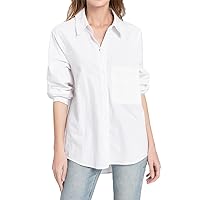 Minibee Women's Long Sleeve Shirts Button Down Blouse Cotton Tunic High Low Tops