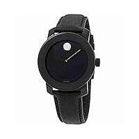 Movado Bold Black Dial Black Leather Ladies Watch 3600483