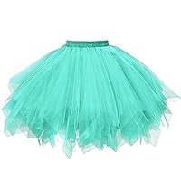 Women's Knee Elastic Bubble A Line Short Knee Length Tutu Tulle Prom Party Skirt Dance Skirts Length Sheer Skirt
