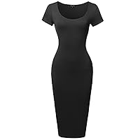 Women's Solid Scoop Neck Double Layer Short Sleeves Body-Con Dress