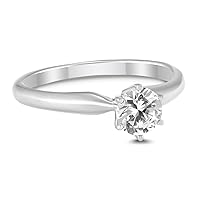 Round Diamond Solitaire Ring AGS Certified I-J Color, SI1-SI2 Clarity (1/4 CT - 1 CT)