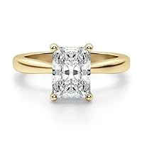10K Solid Yellow Gold Handmade Engagement Ring 3 CT Radiant Cut Moissanite Diamond Solitaire Wedding/Bridal Ring for Women/Her, Engagement Gift for Womens