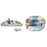 Infantino Foldable Soft Foam Mat & 2-in-1 Tummy Time & Seated Support - for Newborns and Older Babies, with Detachable Support Pillow and Toys, for Development of Strong Head and Neck Muscles