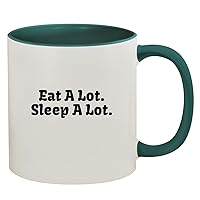 Eat A Lot. Sleep A Lot. - 11oz Ceramic Colored Inside & Handle Coffee Mug, Green