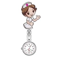 Round Nurse Watch Nurse Clip Analog Quartz Watch Doctor Brooch Pocket Watch with Stainless Steel Band Clip 1PCS, Round Nurse Watch