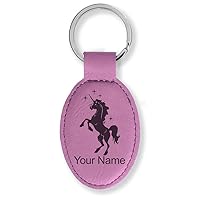 LaserGram Oval Keychain, Unicorn, Personalized Engraving Included (Pink)