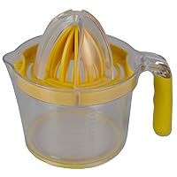 Home Basics 4-in-1 Simple Squeeze Hand Press Manual Food-Grade Plastic Juicer with Built-in Measuring Cup and Egg Separator, Yellow, 16.6 oz…