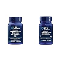 Life Extension 60-Count Super Digestive Enzymes & 30-Count Advanced Curcumin Elite Turmeric Extract Capsules Bundle