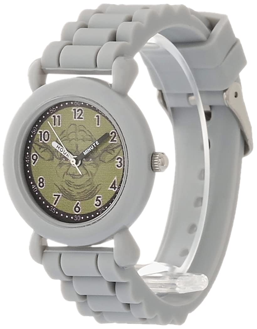 STAR WARS Kids' Plastic Time Teacher Analog Quartz Silicone Strap Watch, Grey