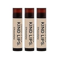 Kind Lips Lip Balm, Nourishing Soothing Lip Moisturizer for Dry Cracked Chapped Lips, Made in Usa With 100% Natural USDA Organic Ingredients, Chocolate Scent, 0.15 Ounce (Pack of 3)