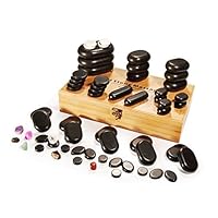 Master Massage 60-Piece Deluxe Hot Stone Set including Basalt Volcano Rocks, Marble Cold Stones, and Chakra Balancing Tools - Ultimate All-in-One Package Kit for Hot Stone Massage Therapy