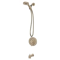 Moen Beric Bronzed Gold Single Handle Modern Tub and Shower Faucet with Handshower, Valve Included, 82775BZG