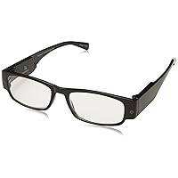 Foster Grant Men's Lloyd Lightspecs Lighted Reading Glasses Rectangular Reading Glasses, Black/Transparent, 59 mm, +1.50