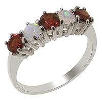 925 Sterling Silver Natural Garnet & Opal Womens Eternity Ring - Sizes 4 to 12 Available