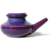 Handcrafted Ceramic Neti Pot - Sinus Tool Kit for Home - Nose & Nasal Cleaner - Dishwasher Safe - Durable Ceramic Neti Pot- Food Grade Ceramic Glazes - Lightweight - Made in USA - 10oz (Purple)