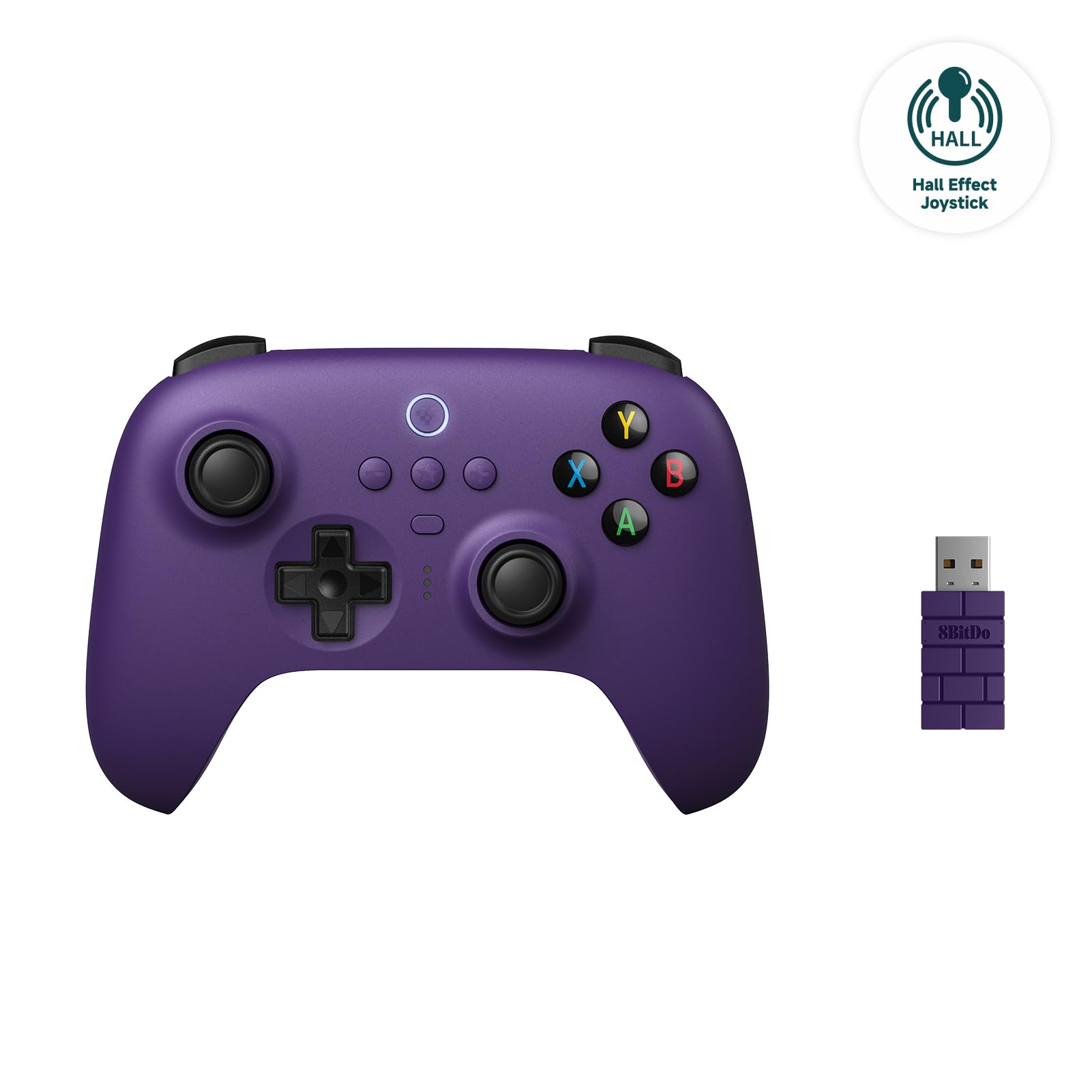 8Bitdo Ultimate 2.4G Wireless Controller, Hall Effect Joystick Update, Gaming Controller with Charging Dock for PC, Android, Steam Deck & Apple (Purple)