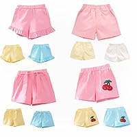 Girl Shorts Size 2-11T Lightweight Ruffle Shorts Casual Baggy Trendy Pant Elastic Waist Dress Shorts With Pocket