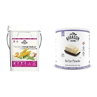 Augason Farms Freeze Dried Vegetable Variety Pack 4 gallon Kit & Butter Powder 2 lbs 4 oz No. 10 Can