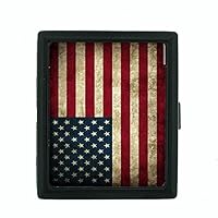 Vintage American Flag D1 Small Black Metal Cigarette Case Patriotic Freedom American Heroes Veterans