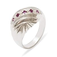 925 Sterling Silver Natural Ruby Womens Band Ring - Sizes 4 to 12 Available