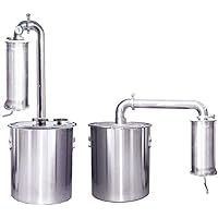 20L-150L Litres Stainless Home Distiller Moonshine Still Alcohol Water Brandy Grape Wine Vodka White Spirit Essential Oil Distillation With Water Pump Exhaust Valve Thermometer