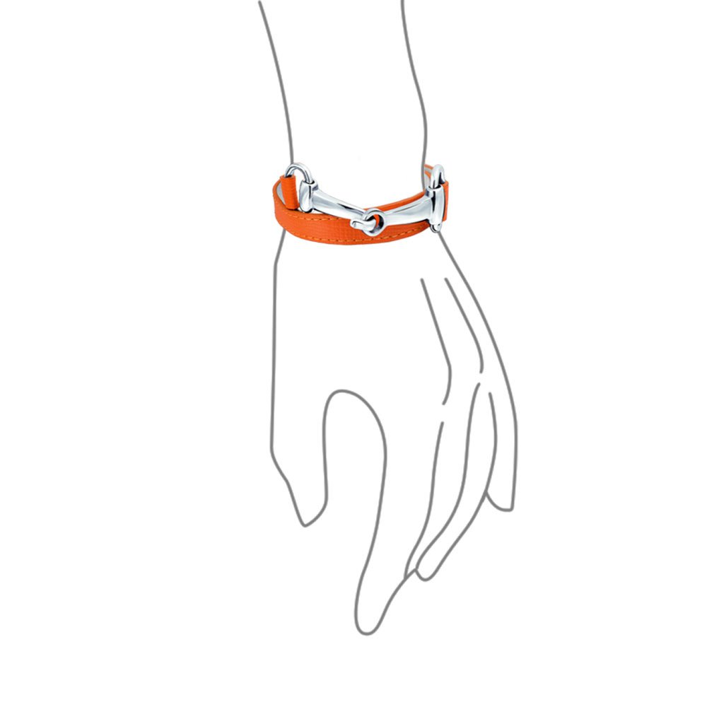 Bling Jewelry Fashion Red White Orange Black Brown Genuine Leather Equestrian Snaffle Horse Bit Layer Stacking Style Double Wrap Bracelet for Women Teen Silver Gold Tone Stainless Steel