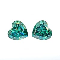 Loose Moissanite 1 Carat, Green Diamond, VVS1 Clarity, Heart Cut Brilliant Gemstone for Making Engagement/Wedding/Rings/Jewelry/Pendant/Earrings/Necklaces Handmade Moissanite