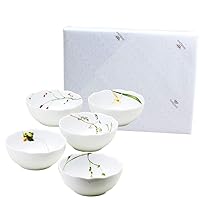 Narumi 40912-32841AZ Satohana Calendar Bowl and Plate Set, Floral Pattern, Diameter 5.1 inches (13 cm), Set of 5, Microwave Heating Compatible, Made in Japan