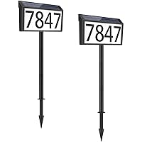 MAXvolador 2-Pack Solar Powered Address Sign House Numbers Waterproof, 3-Color Lighting Modes LED Illuminated Address Plaque, Outdoor Address Number