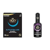 SKYN Elite Extra Lubricated Condoms (36 Count) & SKYN All Night Long Premium Silicone-Based Lubricant (2.7 Ounce) Bundle